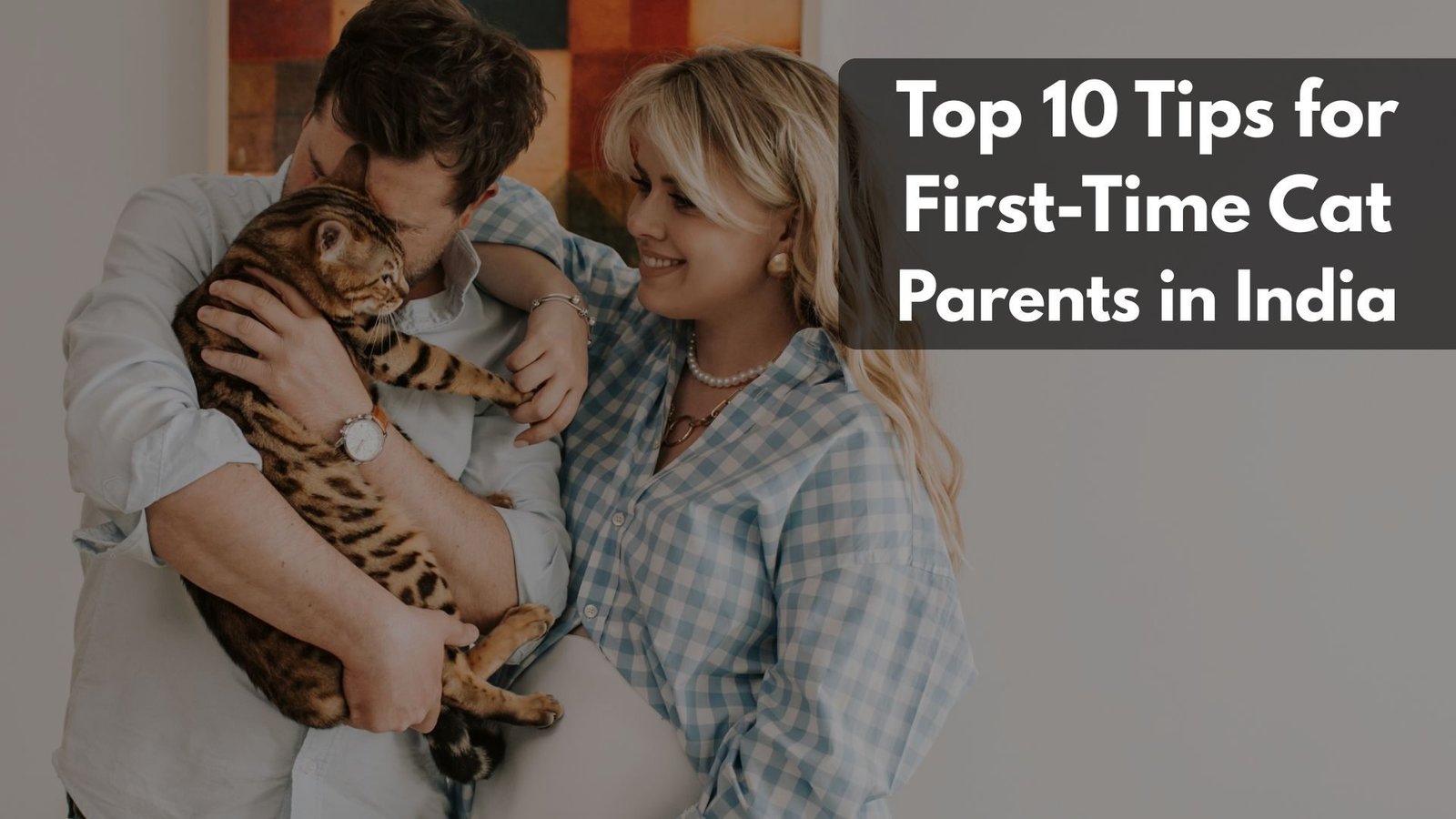 A first-time cat owner sitting on the floor playing with a kitten using a wand toy in an Indian living room.